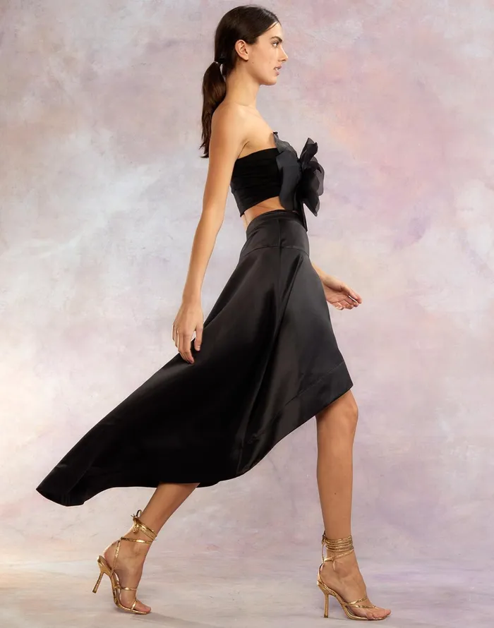 Livia Satin Skirt 8211 Black Women Cynthia Rowley Bottoms