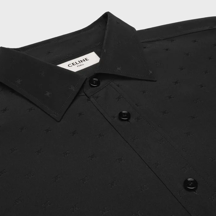 Loose Carnaby Shirt In Silk Jacquard Black Men CELINE SHIRTS