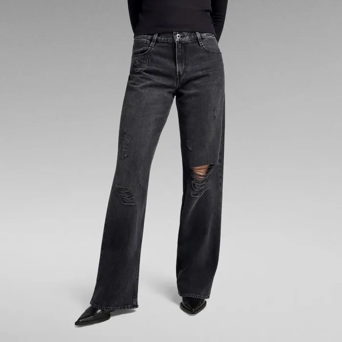Loose Women GStar RAW Judee Low Waist Loose Jeans Worn In Black Smoke Ripped