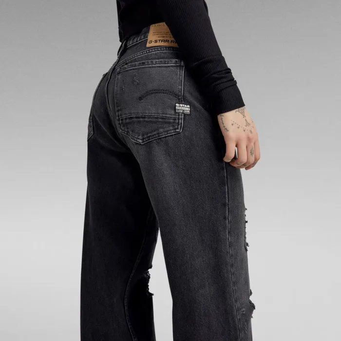Loose Women GStar RAW Judee Low Waist Loose Jeans Worn In Black Smoke Ripped