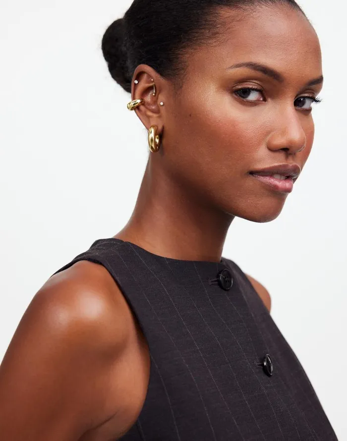 Madewell Chunky Donut Small Hoop Earrings Vintage Gold Women Jewelry