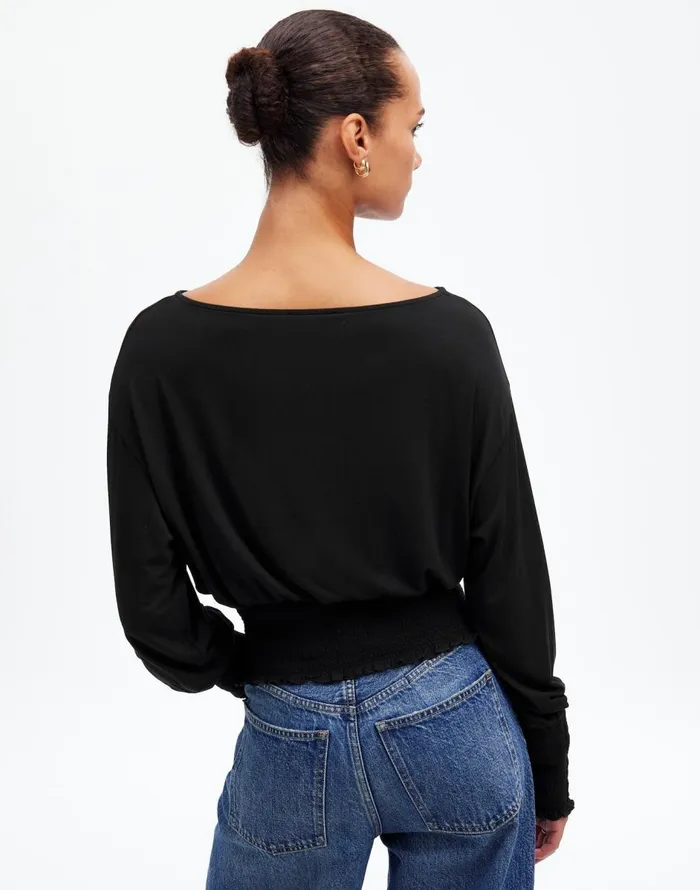 Madewell Cinched LongSleeve Top Jet Black Women Tees