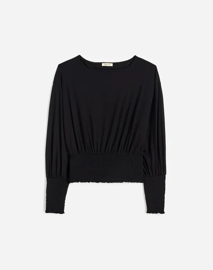Madewell Cinched LongSleeve Top Jet Black Women Tees