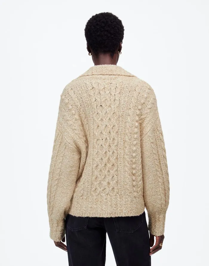 Madewell CottonMerino Wool Blend CableKnit Sweater Sand Women Sweaters