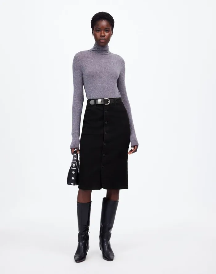 Madewell Denim ButtonFront Midi Skirt In Clean Black Wash Clean Black Wash Women Skirts Madewell Denim ButtonFront Midi Skirt In Clean Black Wash Clean Black Wash Women Skirts