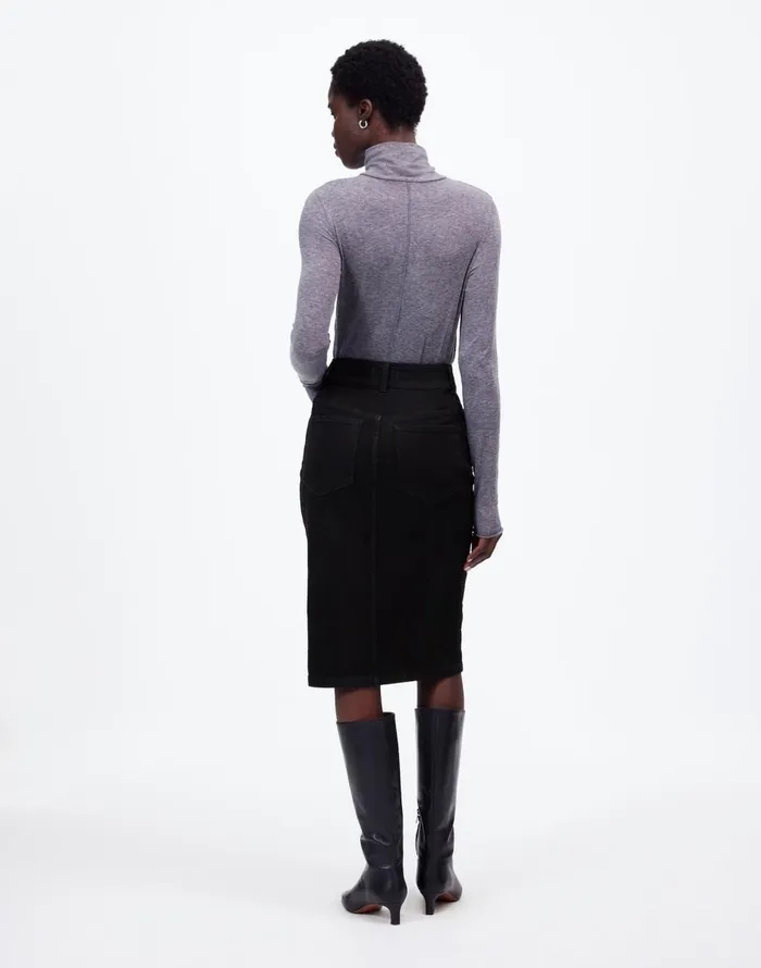 Madewell Denim ButtonFront Midi Skirt In Clean Black Wash Clean Black Wash Women Skirts
