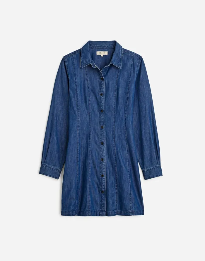 Madewell Denim Seamed Mini Dress In Clearfield Wash Clearfield Wash Women Dresses
