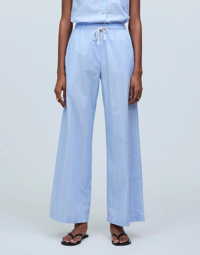Madewell Donni Stripe Pop Pants Tomato Pinstripe Women Pants