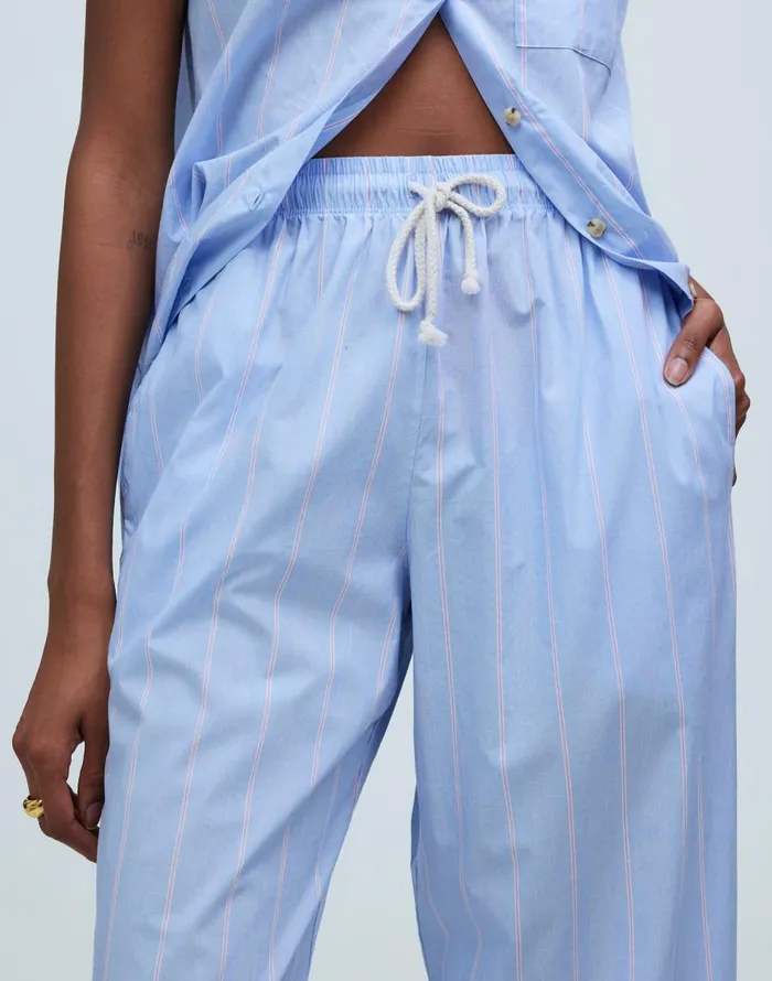 Madewell Donni Stripe Pop Pants Tomato Pinstripe Women Pants