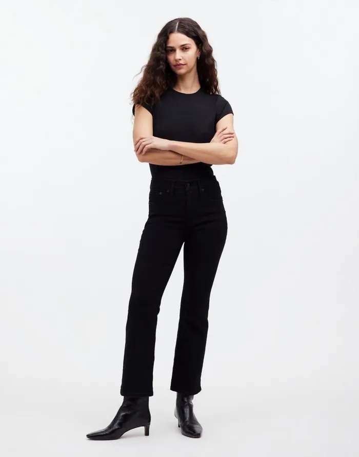 Madewell Kick Out Crop Jeans Black Rinse Wash Women Jeans