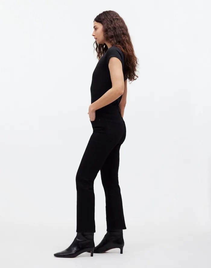 Madewell Kick Out Crop Jeans Black Rinse Wash Women Jeans