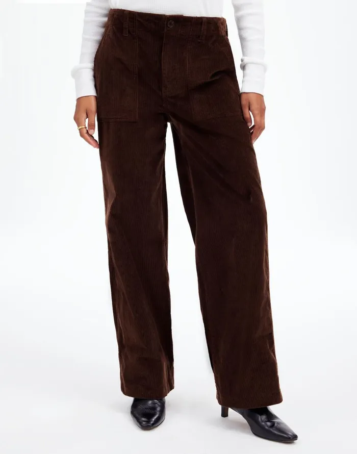 Madewell LowSlung Baggy Utility Pants In Corduroy Dark Carob Women Pants