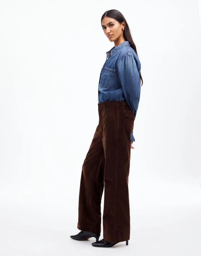 Madewell LowSlung Baggy Utility Pants In Corduroy Dark Carob Women Pants