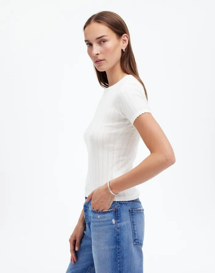 Madewell Madewell X LESET Pointelle SlimFit Tee White Women Tees