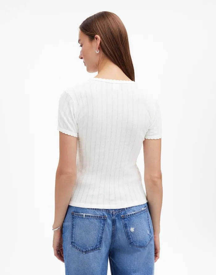 Madewell Madewell X LESET Pointelle SlimFit Tee White Women Tees