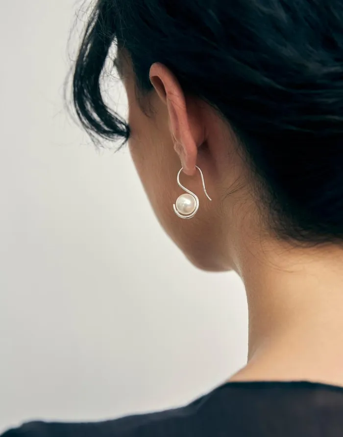 Madewell Maslo Jewelry Wrap Earrings Pearl Sterling Silver Silver Women Jewelry