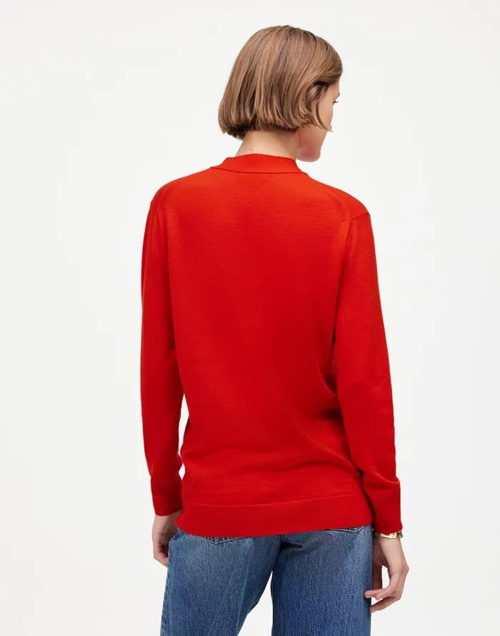 Madewell Merino Wool Boyfriend Cardigan Bright Cherry Women Sweaters
