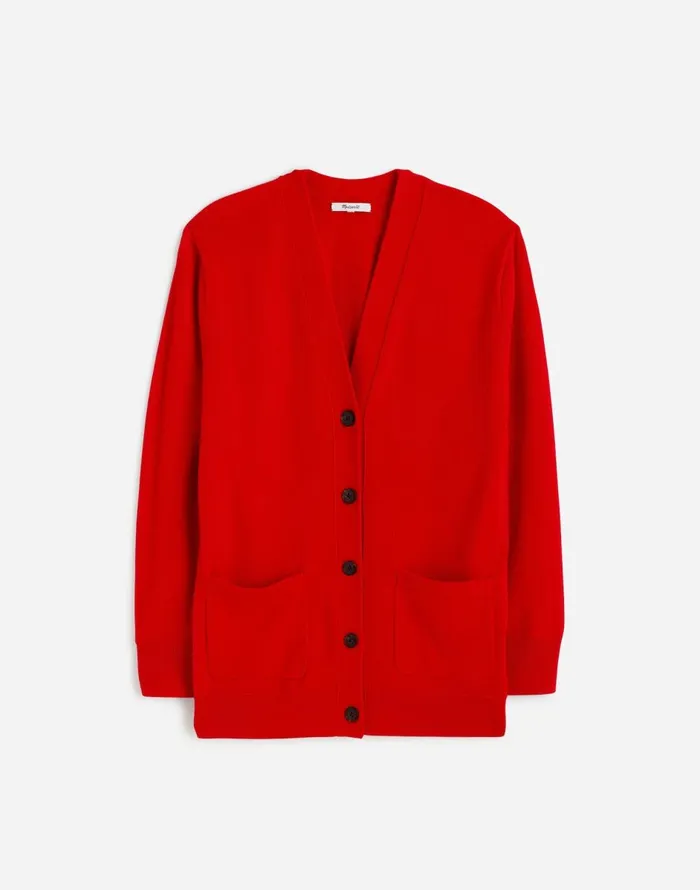 Madewell Merino Wool Boyfriend Cardigan Bright Cherry Women Sweaters