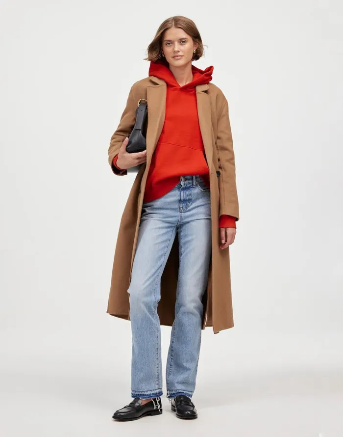 Madewell Midweight Hoodie Sweatshirt Bright Cherry Women Loungewear