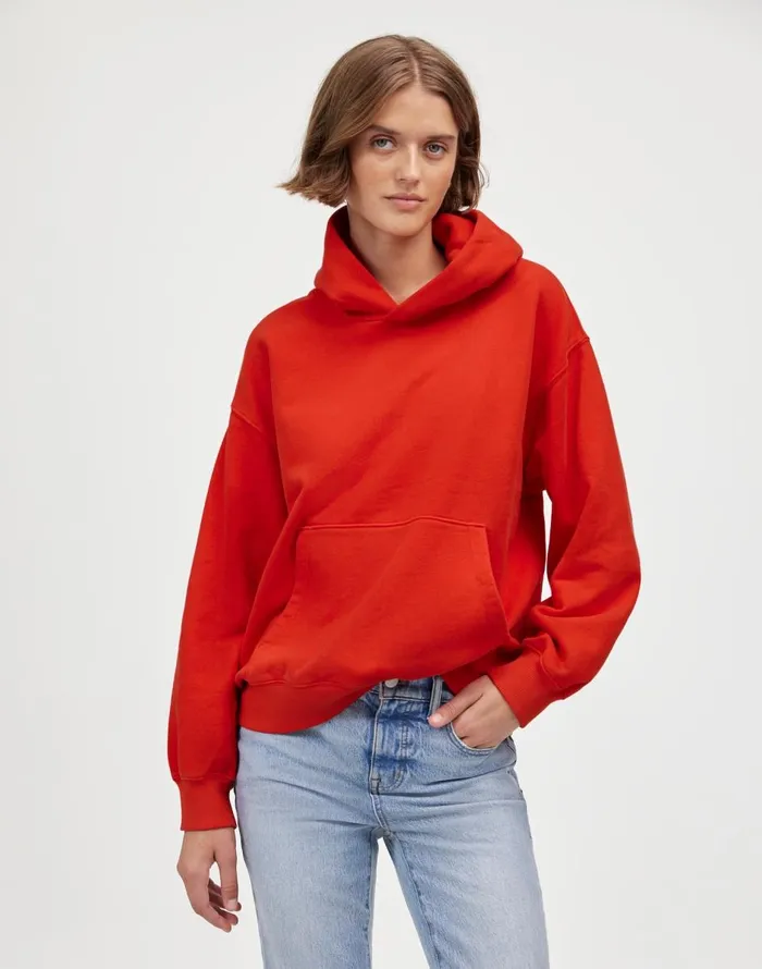 Madewell Midweight Hoodie Sweatshirt Bright Cherry Women Loungewear