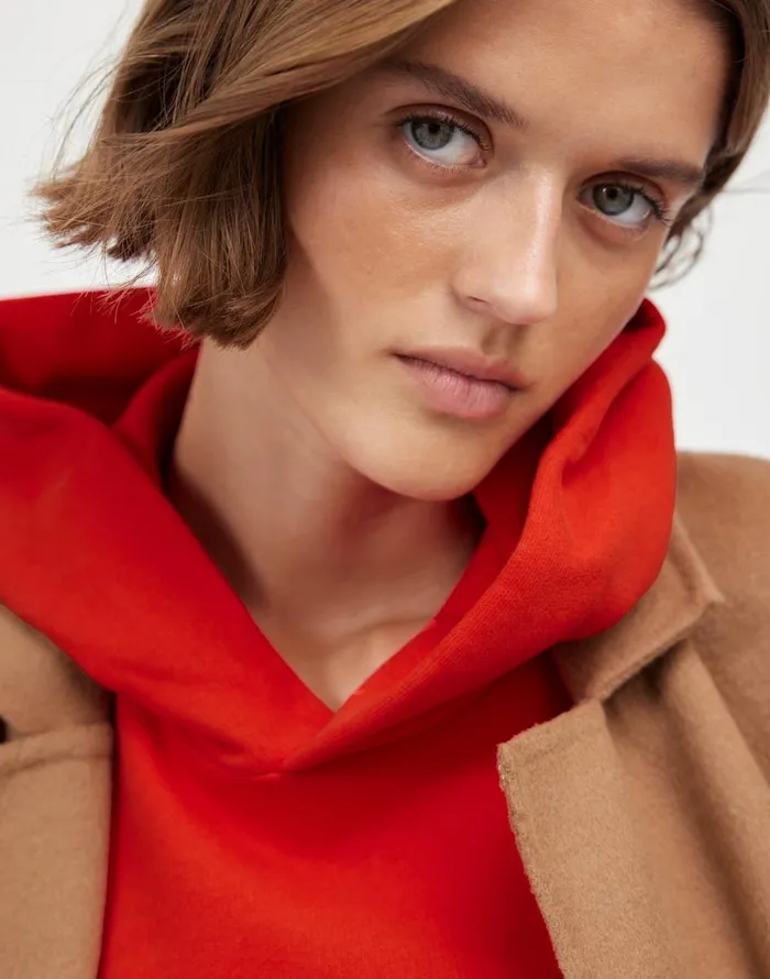 Madewell Midweight Hoodie Sweatshirt Bright Cherry Women Loungewear