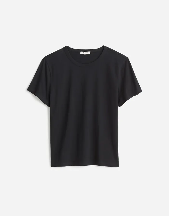 Madewell Plus Cotton Perfect Crewneck Tee Jet Black Women Tees