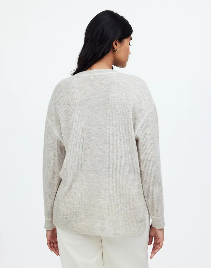 Madewell Plus Ribbed AlpacaBlend Crewneck Sweater Hthr Stone Women Sweaters
