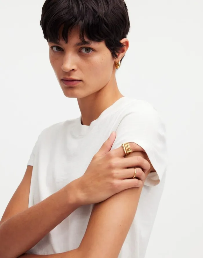 Madewell Premium Standard 01 The Shrunken Tee Eyelet White Women Tees