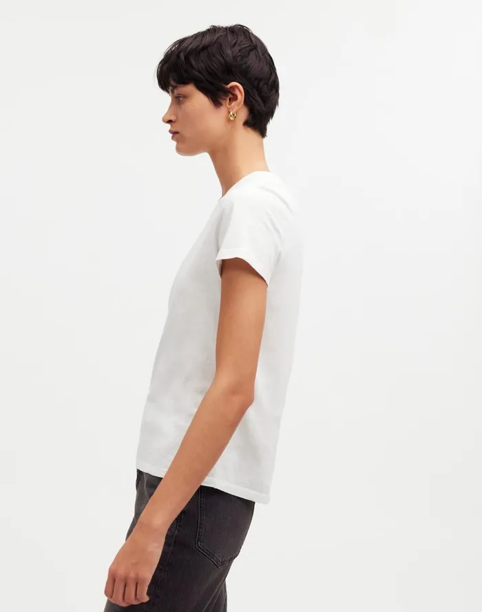 Madewell Premium Standard 01 The Shrunken Tee Eyelet White Women Tees