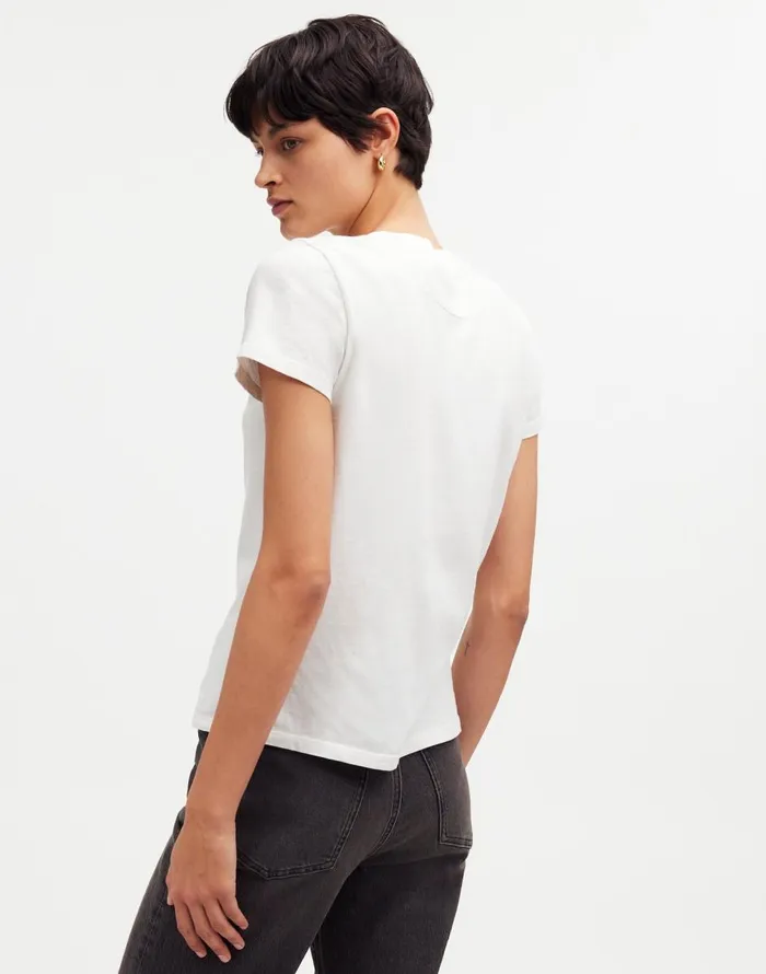 Madewell Premium Standard 01 The Shrunken Tee Eyelet White Women Tees