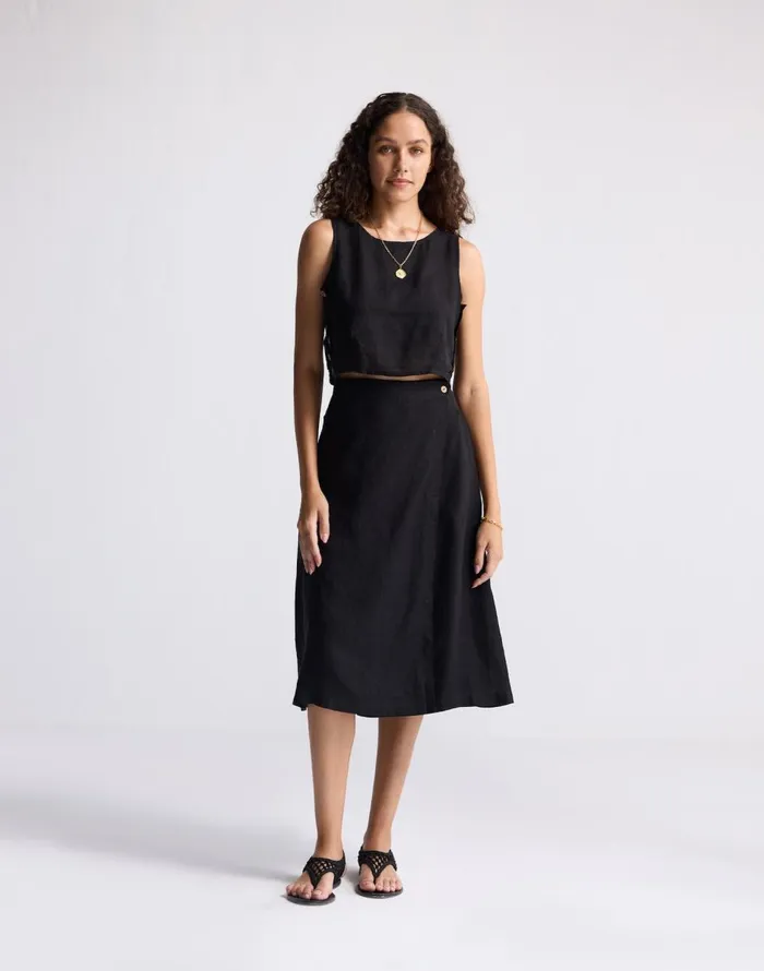 Madewell Reistor Boxy Crop Top In 100 Black Hemp Black Women Tops and Shirts
