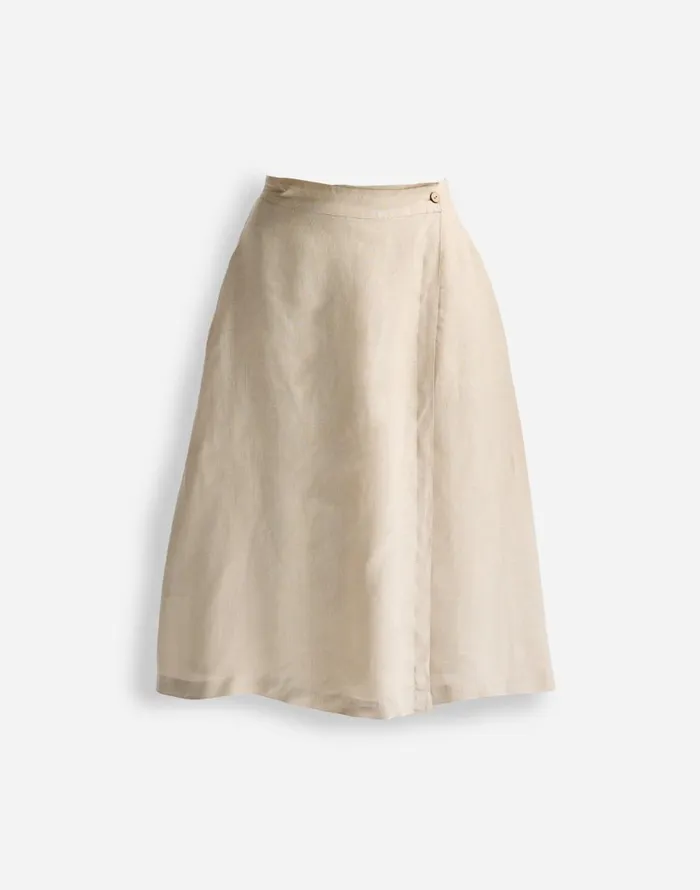 Madewell Reistor Overlap Midi Skirt In 100 Neutral Beige Hemp Beige Women Skirts
