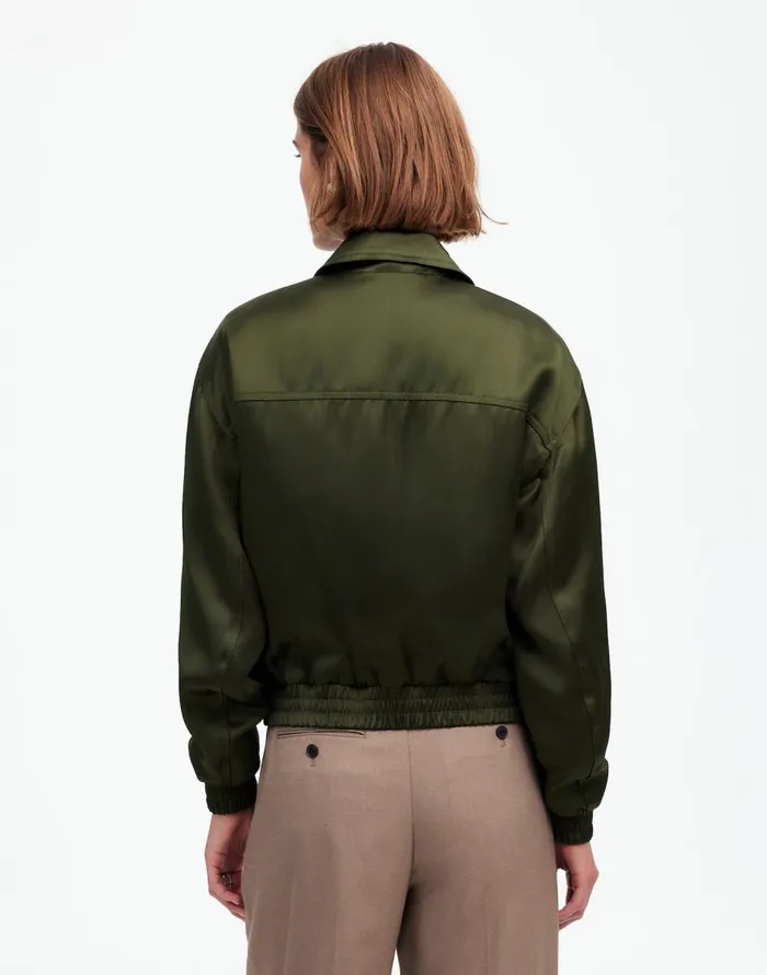 Madewell Relaxed ZipFront Bomber Jacket Mossy Umber Women Coats Jackets