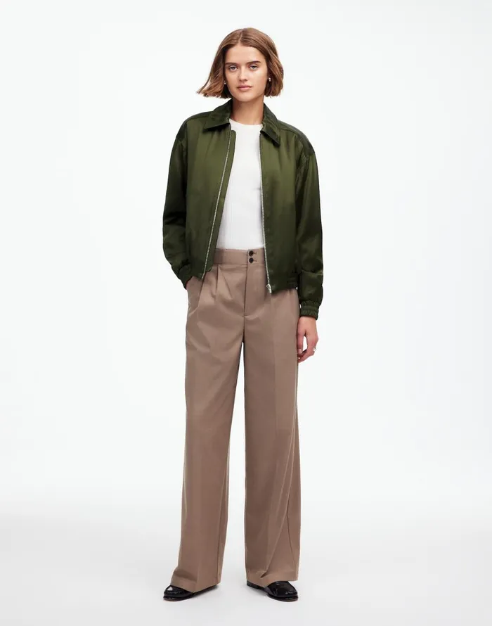 Madewell Relaxed ZipFront Bomber Jacket Mossy Umber Women Coats Jackets