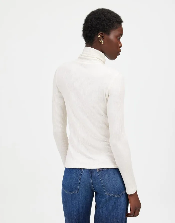 Madewell Ribbed Turtleneck LongSleeve Tee Hthr Cream Women Tees