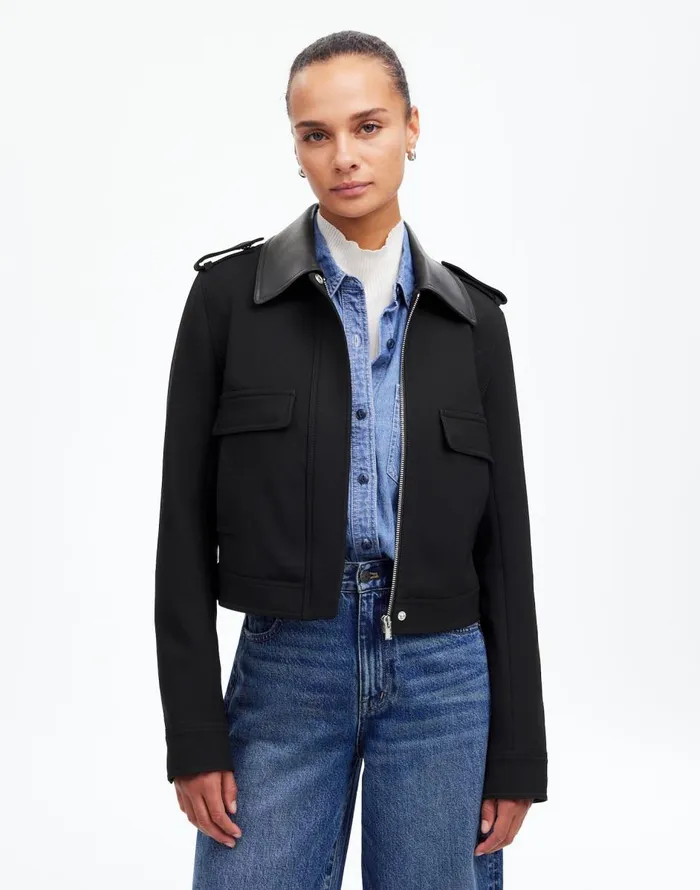 Madewell Shrunken Utility Jacket True Black Women Coats Jackets