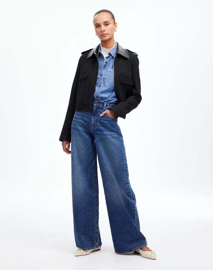 Madewell Shrunken Utility Jacket True Black Women Coats Jackets