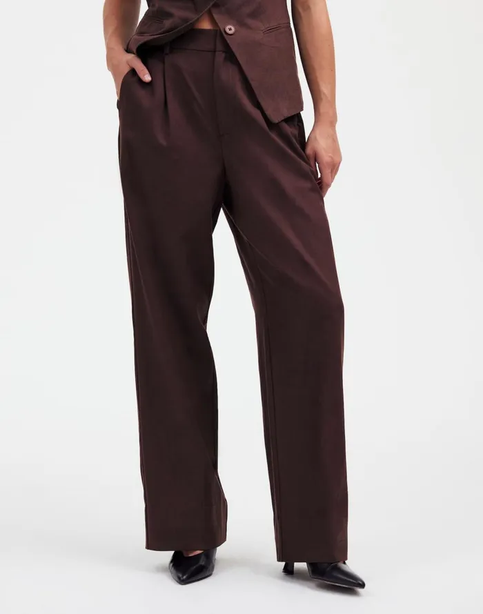 Madewell Slouchy Straight Pants In Drapey Twill Dark Carob Women Pants