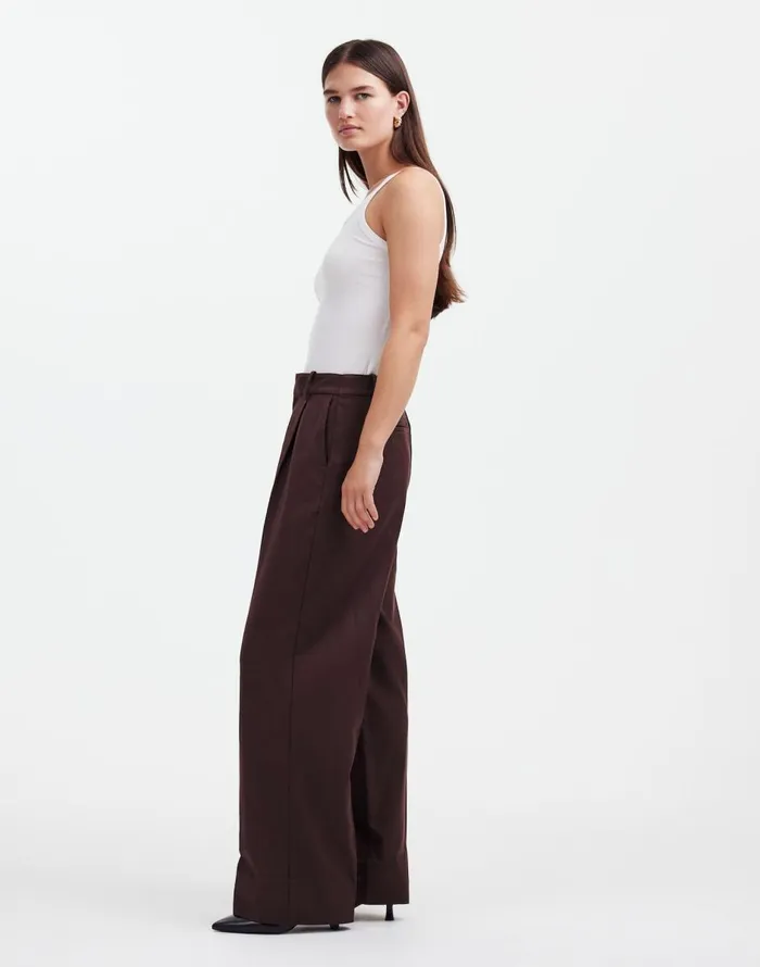 Madewell Slouchy Straight Pants In Drapey Twill Dark Carob Women Pants