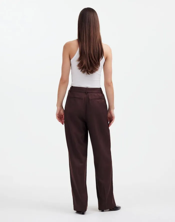 Madewell Slouchy Straight Pants In Drapey Twill Dark Carob Women Pants