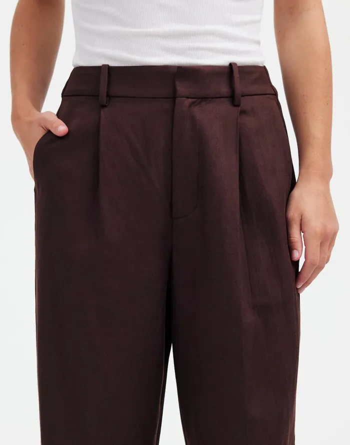 Madewell Slouchy Straight Pants In Drapey Twill Dark Carob Women Pants