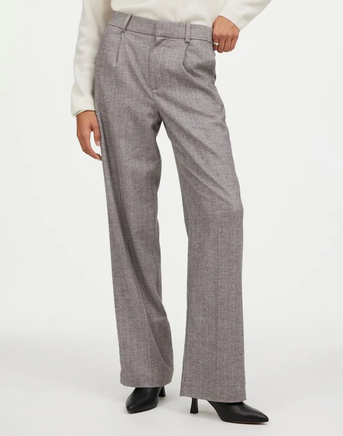 Madewell Slouchy Straight Pants In Herringbone Italian Fabric Slate Grey Herringbone Women Pants
