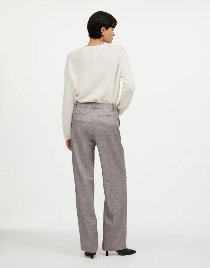 Madewell Slouchy Straight Pants In Herringbone Italian Fabric Slate Grey Herringbone Women Pants