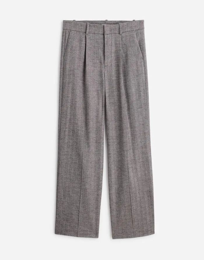 Madewell Slouchy Straight Pants In Herringbone Italian Fabric Slate Grey Herringbone Women Pants