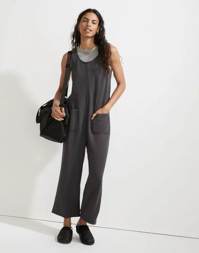 Madewell Superbrushed PullOn Jumpsuit Black Coal Women Loungewear