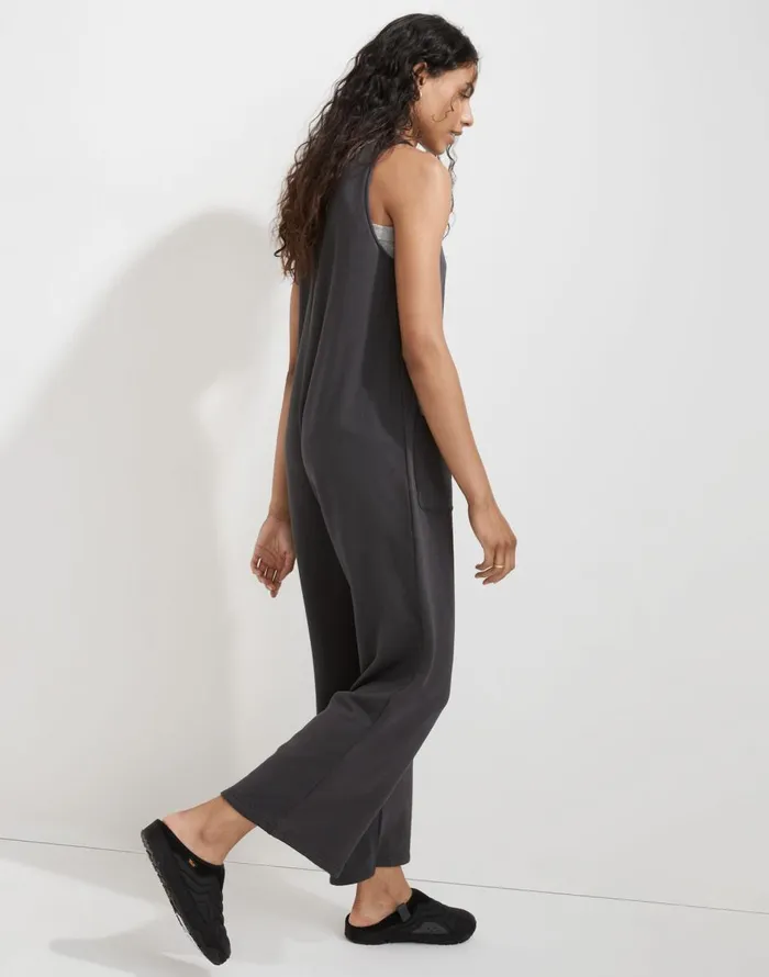 Madewell Superbrushed PullOn Jumpsuit Black Coal Women Loungewear