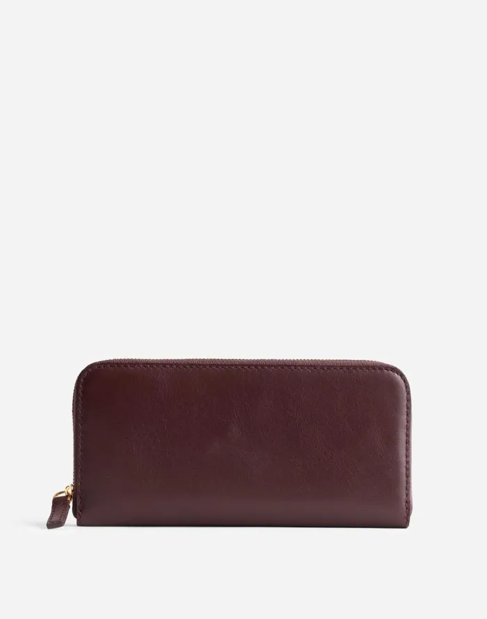 Madewell The Essential Continental Zip Wallet In Leather Chocolate Raisin Women Pouches and Wallets
