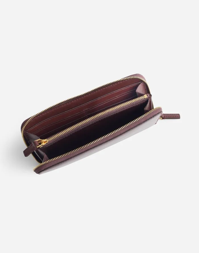Madewell The Essential Continental Zip Wallet In Leather Chocolate Raisin Women Pouches and Wallets