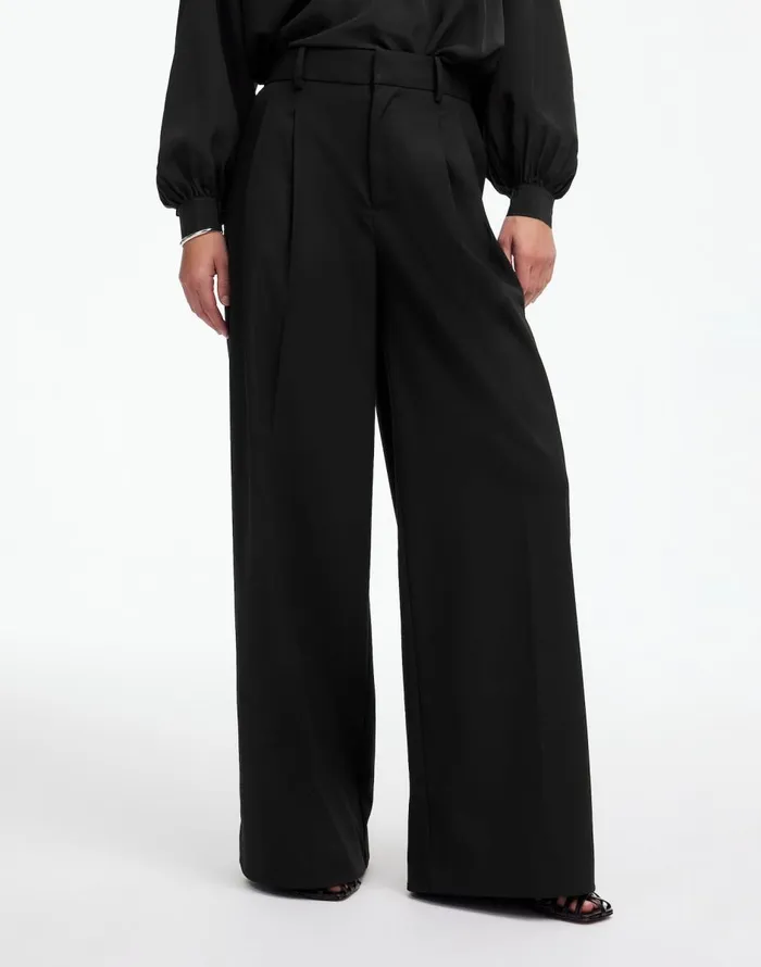 Madewell The Harlow SuperwideLeg Trouser In Flannel Black Women Pants