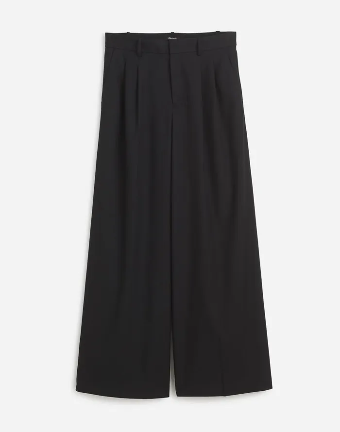 Madewell The Harlow SuperwideLeg Trouser In Flannel Black Women Pants